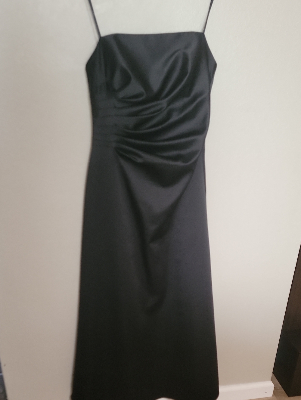 Classic Black Satin Strapless Evening Dress